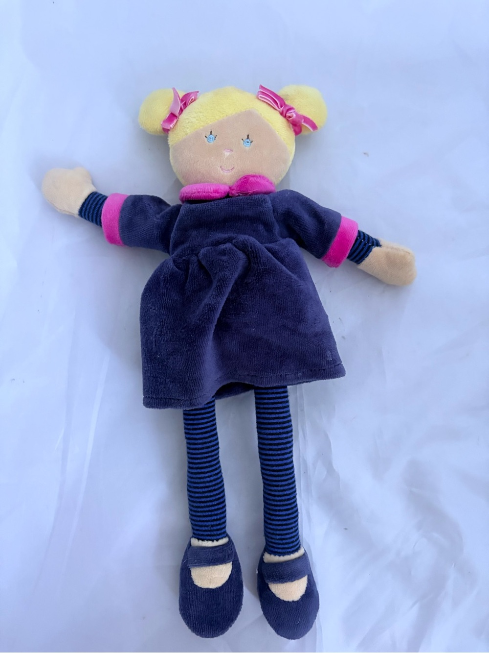 Applesauce Plush Penelope Doll in Navy and Pink - Soft Cuddly Toy